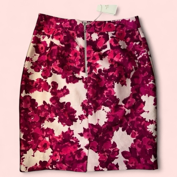 Kate Spade Jordan Silk Blend Berry Moody Floral Pencil Skirt Sz 4 woman’s pink - Picture 2 of 12